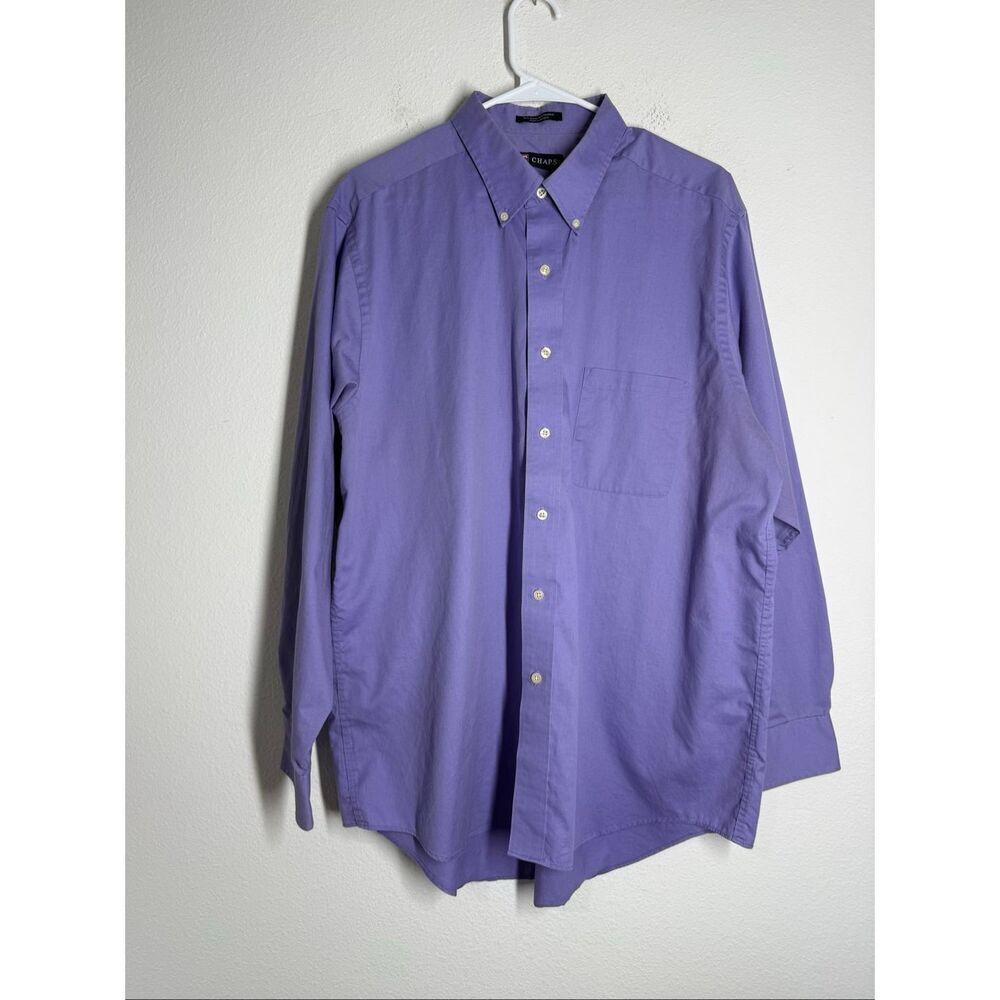 Chaps Wrinkle Free Regular Fit Mens Long Sleeve Size 17-17,5/ 34-35/ XL Purple
